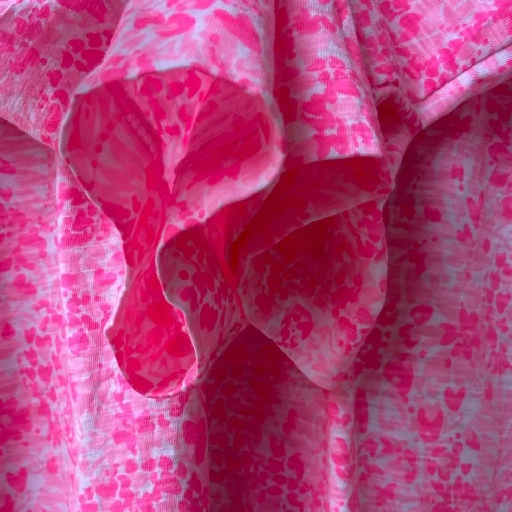 Lilly Pulitzer Pink Floral Tunic with White Embroidery - Picture 4 of 6